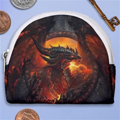 Dragon Legend Art Fire Digital Fantasy Horseshoe Style Canvas Pouch by Sudhe