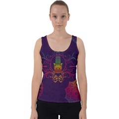 Boho Hamsa Mandala Velvet Tank Top by lucia