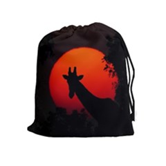 Giraffe Animal Africa Sunset Drawstring Pouch (xl) by Sudhe