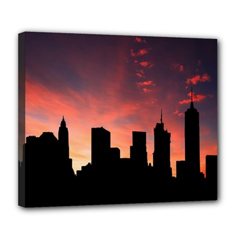 Skyline Panoramic City Architecture Deluxe Canvas 24  X 20  (stretched) by Sudhe