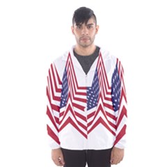 A Star With An American Flag Pattern Hooded Windbreaker (men) by Sudhe