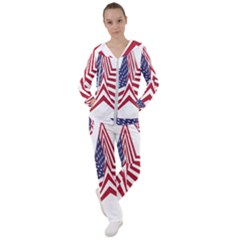 A Star With An American Flag Pattern Women s Tracksuit by Sudhe