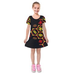 Algorithmic Drawings Kids  Short Sleeve Velvet Dress by Sudhe