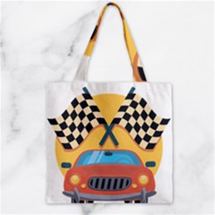 Automobile Car Checkered Drive Zipper Grocery Tote Bag by Sudhe