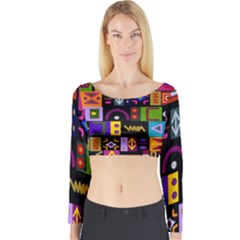 Abstract A Colorful Modern Illustration Long Sleeve Crop Top by Sudhe