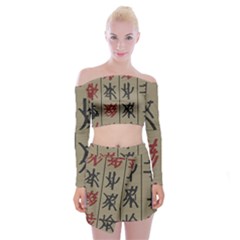 Ancient Chinese Secrets Characters Off Shoulder Top With Mini Skirt Set by Sudhe