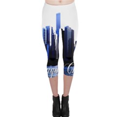 Abstract Of Downtown Chicago Effects Capri Leggings  by Sudhe