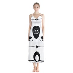 Bear Panda Bear Panda Animals Button Up Chiffon Maxi Dress by Sudhe