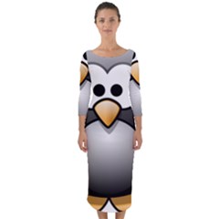 Penguin Birds Aquatic Flightless Quarter Sleeve Midi Bodycon Dress by Sudhe