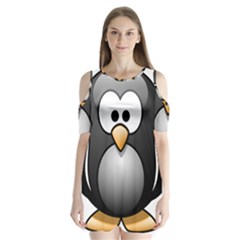 Penguin Birds Aquatic Flightless Shoulder Cutout Velvet One Piece by Sudhe