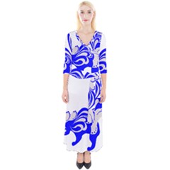 Skunk Animal Still From Quarter Sleeve Wrap Maxi Dress by Sudhe