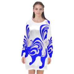 Skunk Animal Still From Long Sleeve Chiffon Shift Dress  by Sudhe