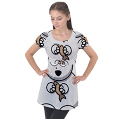 Bear Polar Bear Arctic Fish Mammal Puff Sleeve Tunic Top by Sudhe