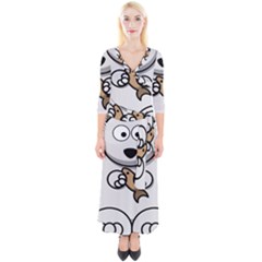 Bear Polar Bear Arctic Fish Mammal Quarter Sleeve Wrap Maxi Dress by Sudhe