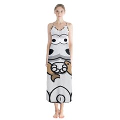 Bear Polar Bear Arctic Fish Mammal Button Up Chiffon Maxi Dress by Sudhe