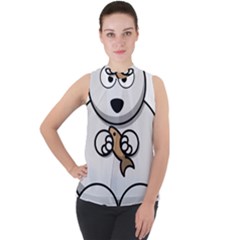 Bear Polar Bear Arctic Fish Mammal Mock Neck Chiffon Sleeveless Top by Sudhe