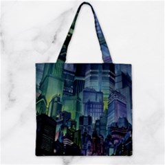 City Night Landmark Zipper Grocery Tote Bag by Sudhe