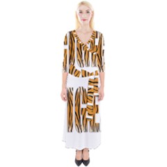 Tiger Bstract Animal Art Pattern Skin Quarter Sleeve Wrap Maxi Dress by Sudhe