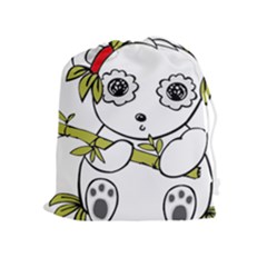 Panda China Chinese Furry Drawstring Pouch (xl) by Sudhe