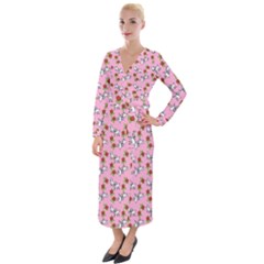 Lamb Pattern Pink Velvet Maxi Wrap Dress by snowwhitegirl