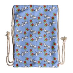 Lamb Pattern Blue Drawstring Bag (large) by snowwhitegirl