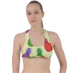 Colorful Pineapples Wallpaper Background Criss Cross Racerback Sports Bra by Sudhe