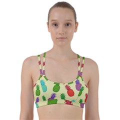 Colorful Pineapples Wallpaper Background Line Them Up Sports Bra by Sudhe