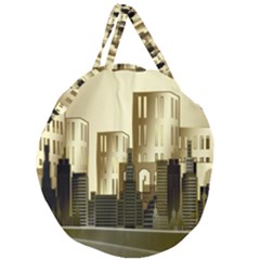 Architecture City House Giant Round Zipper Tote by Sudhe