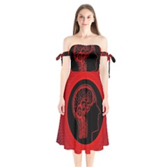 Artificial Intelligence Brain Think Shoulder Tie Bardot Midi Dress by Sudhe