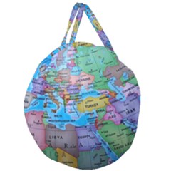 Globe World Map Maps Europe Giant Round Zipper Tote by Sudhe