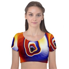 Fractal Art Paint Pattern Texture Velvet Short Sleeve Crop Top  by Sudhe