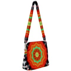 Abstract Kaleidoscope Colored Zipper Messenger Bag by Sudhe