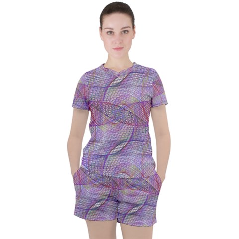 Purple Background Abstract Pattern Women s Tee And Shorts Set by Sudhe