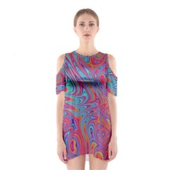 Fractal Bright Fantasy Design Shoulder Cutout One Piece Dress by Sudhe