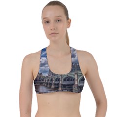 Architecture Big Ben Bridge Buildings Criss Cross Racerback Sports Bra by Sudhe