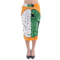 Technology Brain Digital Creative Midi Pencil Skirt by Sudhe