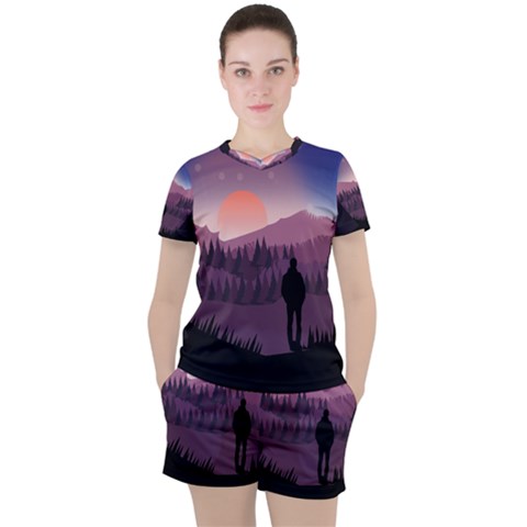 Dusk Sunset Dawn Sky Evening Women s Tee And Shorts Set by Sudhe