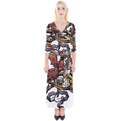 Transparent Background Bird Quarter Sleeve Wrap Maxi Dress by Sudhe