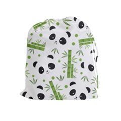 Giant Panda Bear Bamboo Icon Green Bamboo Drawstring Pouch (xl) by Sudhe