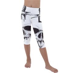 Skull Knife Euclidean Vector Skull Sword Inserted Kids  Lightweight Velour Capri Leggings  by Sudhe