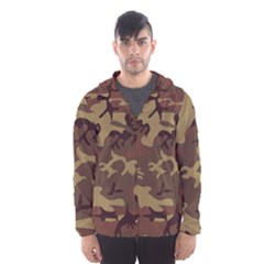 Camo Dark Brown Hooded Windbreaker (men) by retrotoomoderndesigns