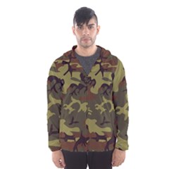 Camo Green Brown Hooded Windbreaker (men) by retrotoomoderndesigns