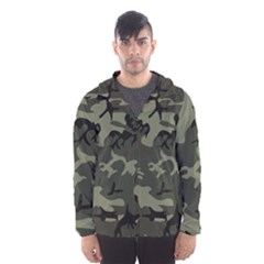 Camo Dark Green Hooded Windbreaker (men) by retrotoomoderndesigns