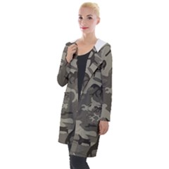 Camo Grey Hooded Pocket Cardigan by retrotoomoderndesigns