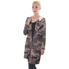 Camo Light Brown Hooded Pocket Cardigan by retrotoomoderndesigns