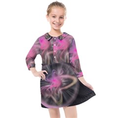 Stress Fractal Round Ball Light Kids  Quarter Sleeve Shirt Dress by Pakrebo