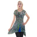 Peacock Bird Animal Feather Short Sleeve Side Drop Tunic View1