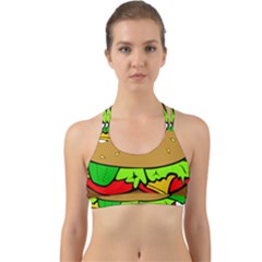 Hamburger Cheeseburger Fast Food Back Web Sports Bra by Sudhe