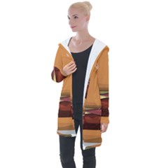 Hamburger Cheeseburger Burger Lunch Longline Hooded Cardigan by Sudhe