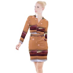 Hamburger Cheeseburger Burger Lunch Button Long Sleeve Dress by Sudhe